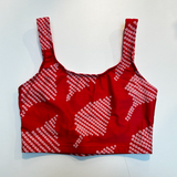 Red Print Scoop Back Bikini Top