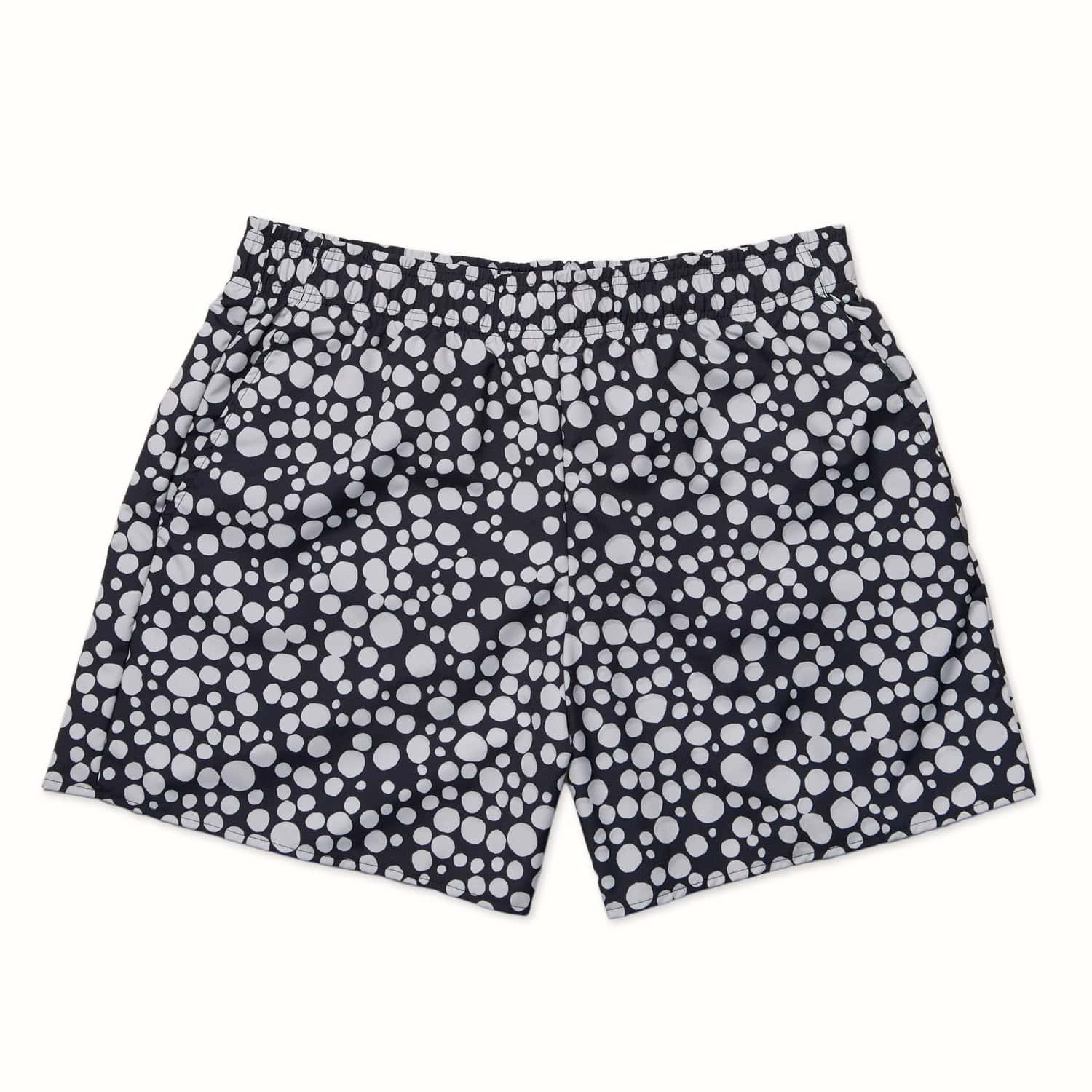 Navy Drunken Polka Dot Mens Swim Run Short