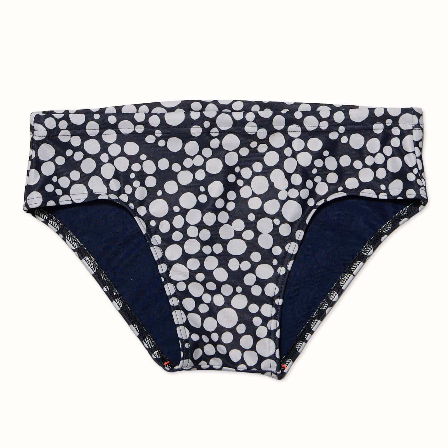 Navy Drunken Polka Dot Swim Trunks