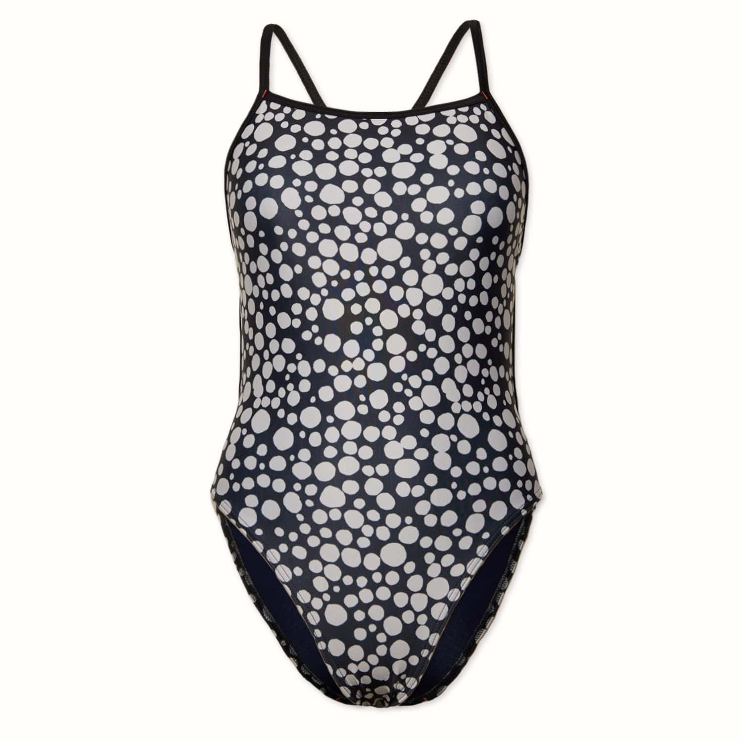 Navy Drunken Polka Dot Training Swimsuit