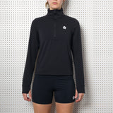 Womens Black Half Zip Long Sleeve Top