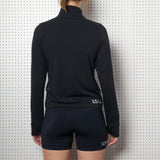 Womens Black Half Zip Long Sleeve Top