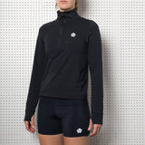 Womens Black Half Zip Long Sleeve Top