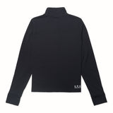 Womens Black Half Zip Long Sleeve Top