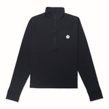 Mens Black Half Zip Long Sleeve Top