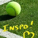 tennis ball on green grass with Inspo illustrated