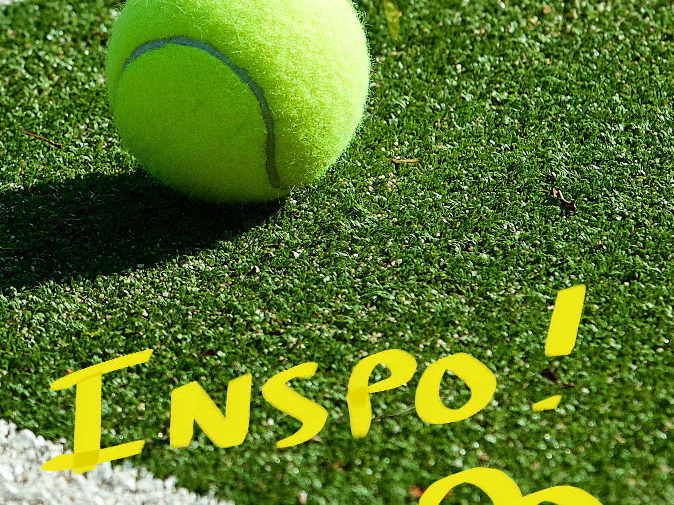 tennis ball on green grass with Inspo illustrated